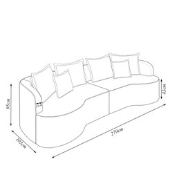 Sofá  Living Decorativo Salinas 4 ou mais Lugares com Almofadas 270cm Modulado Bouclê Off White G33-  - 4