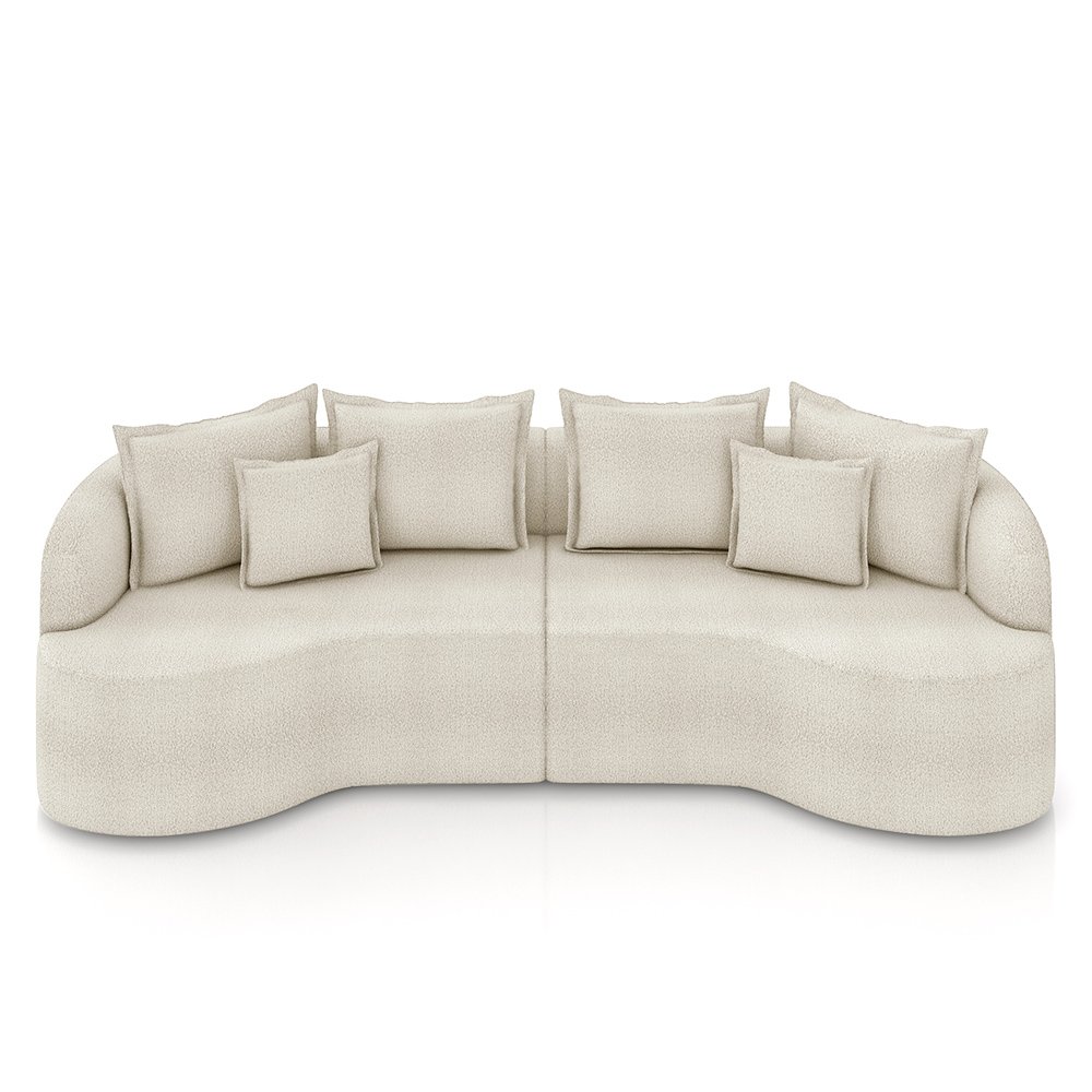 Sofá  Living Decorativo Salinas 4 ou mais Lugares com Almofadas 270cm Modulado Bouclê Off White G33-  - 2