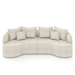 Sofá  Living Decorativo Salinas 4 ou mais Lugares com Almofadas 270cm Modulado Bouclê Off White G33-  - 2