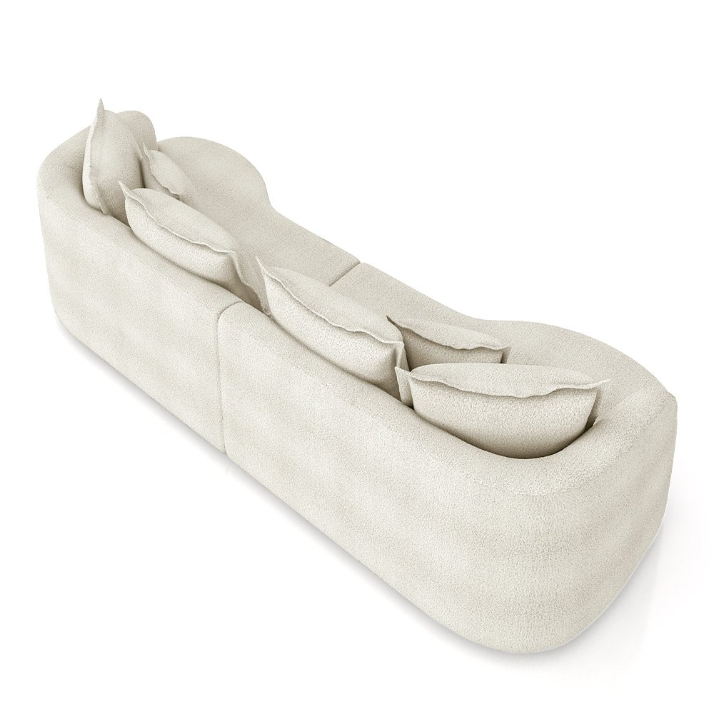 Sofá  Living Decorativo Salinas 4 ou mais Lugares com Almofadas 270cm Modulado Bouclê Off White G33-  - 7