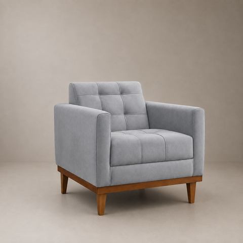 Poltrona Recepção Sala Estar Elegante Assy Veludo Premium - Cinza