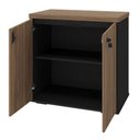Ver imagem 2 de Balcão para Escritório com Chave Multiuso 2 Portas Unik A02 Nogal Preto - Lyam Decor