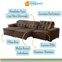 Ver imagem 4 de Sofá Retrátil Reclinável 9 Lugares 410cm com Pillow Veludo Marrom Alasca Megasul