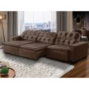 Ver imagem 1 de Sofá Retrátil Reclinável 9 Lugares 410cm com Pillow Veludo Marrom Alasca Megasul