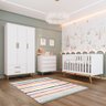 Quarto de Bebê Retrô Ludmila Berço 3 em 1 Guarda Roupa 3 Portas Cômoda Infantil Branco Carolina - 1