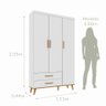 Quarto de Bebê Retrô Ludmila Berço 3 em 1 Guarda Roupa 3 Portas Cômoda Infantil Branco Carolina - 10