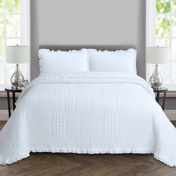 Colcha Babado King Fluffy 3pçs Branco - 4