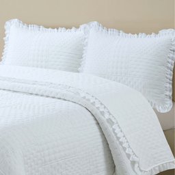 Colcha Babado King Fluffy 3pçs Branco - 3