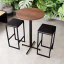 Ver imagem 1 de Conjunto Mesa Alta Bar Bistrô Redonda Imbuia 2 Bancos Estofado Don Castro Decor
