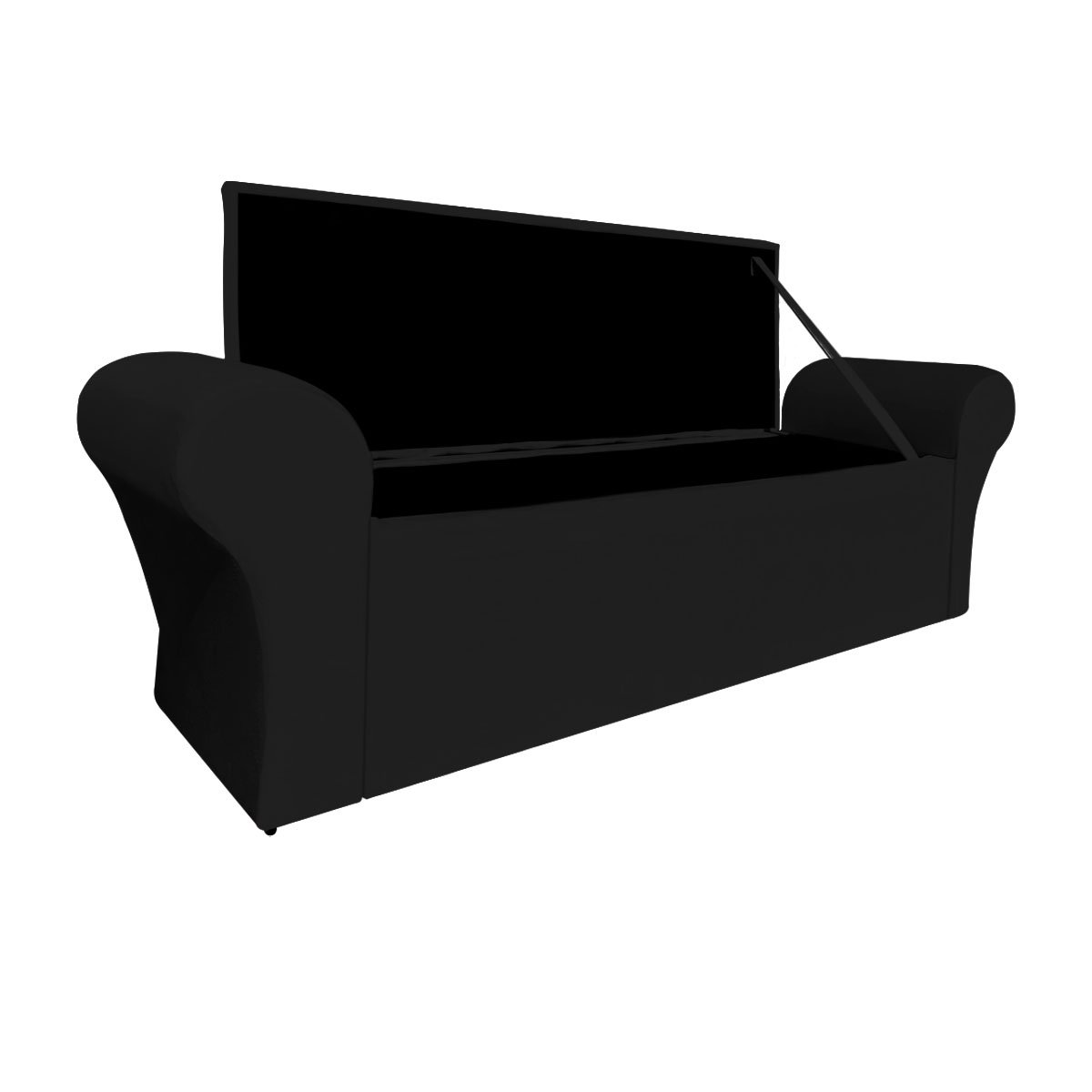 Recamier Baú Calçadeira Chaise Quarto Solteiro 90cm Barcelona:suede Preto - 3