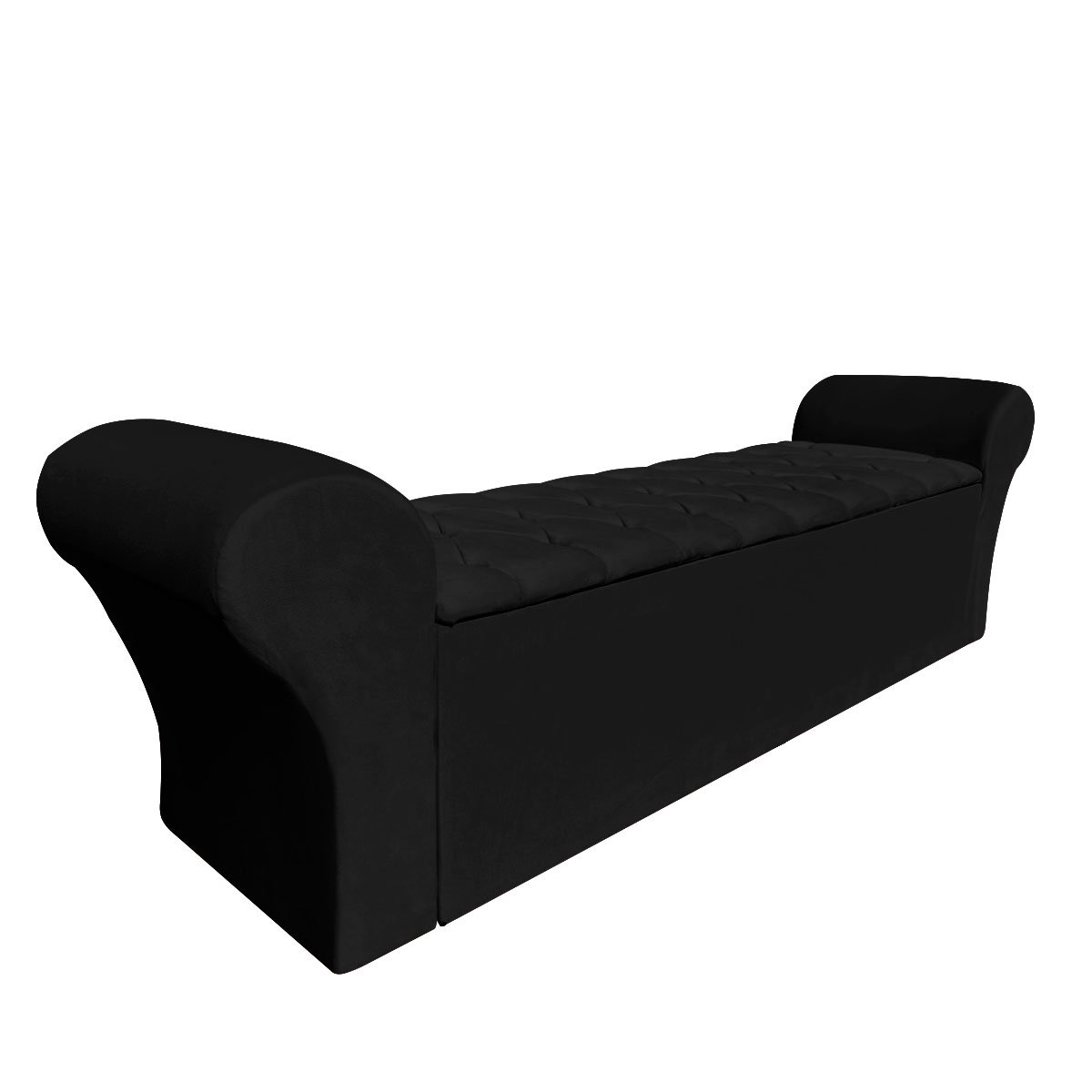 Recamier Baú Calçadeira Chaise Quarto Solteiro 90cm Barcelona:suede Preto - 2