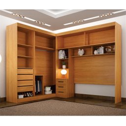 Guarda-Roupa Casal com Cabeceira Queen e Espelho 4 Portas de Correr 3 Gavetas Florença Espresso Móve - 14
