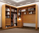 Ver mais imagens de Guarda-Roupa Casal com Cabeceira Queen e Espelho 4 Portas de Correr 3 Gavetas Florença Espresso Móve Marrom/Canela