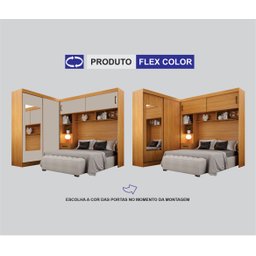 Guarda-Roupa Casal com Cabeceira Queen e Espelho 4 Portas de Correr 3 Gavetas Florença Espresso Móve - 10