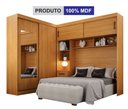 Ver imagem 4 de Guarda-Roupa Casal com Cabeceira Queen e Espelho 4 Portas de Correr 3 Gavetas Florença Espresso Móve Marrom/Canela