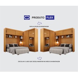 Guarda-Roupa Casal com Cabeceira Queen e Espelho 4 Portas de Correr 3 Gavetas Florença Espresso Móve - 12