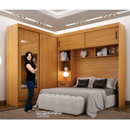 Guarda-Roupa Casal com Cabeceira Queen e Espelho 4 Portas de Correr 3 Gavetas Florença Espresso Móve - 4