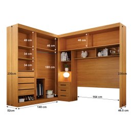 Guarda-Roupa Casal com Cabeceira Queen e Espelho 4 Portas de Correr 3 Gavetas Florença Espresso Móve - 3