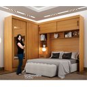 Ver imagem 6 de Guarda-Roupa Casal com Cabeceira Queen e Espelho 4 Portas de Correr 3 Gavetas Florença Espresso Móve