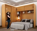 Ver imagem 6 de Guarda-Roupa Casal com Cabeceira Queen e Espelho 4 Portas de Correr 3 Gavetas Florença Espresso Móve Marrom/Canela
