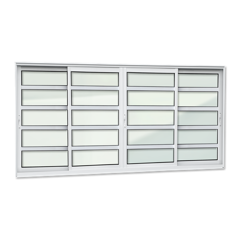 Janela Alumínio Elite c/Travessas 4 Folhas Moveis 100 x 150 V.Liso Branco Brimak