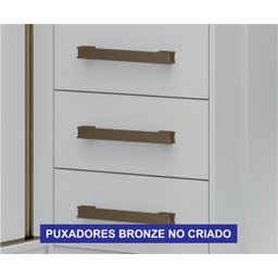 Guarda-Roupa Casal com Cabeceira Queen e Espelho 4 Portas de Correr 3 Gavetas Florença Espresso Móve - 11