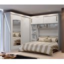 Ver imagem 2 de Guarda-Roupa Casal com Cabeceira Queen e Espelho 4 Portas de Correr 3 Gavetas Florença Espresso Móve