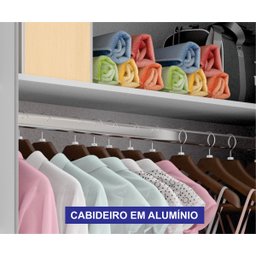 Guarda-Roupa Casal com Cabeceira Queen e Espelho 4 Portas de Correr 3 Gavetas Florença Espresso Móve - 12