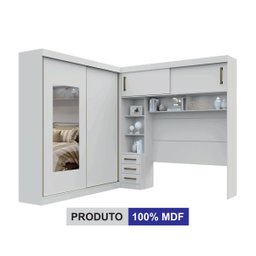 Guarda-Roupa Casal com Cabeceira Queen e Espelho 4 Portas de Correr 3 Gavetas Florença Espresso Móve - 8