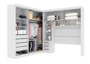 Ver imagem 4 de Guarda-Roupa Casal com Cabeceira Queen e Espelho 4 Portas de Correr 3 Gavetas Florença Espresso Móve Branco