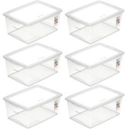 6 Caixas Organizadoras 15l Plástico Empilháveis com Tampa My Closet Ordene Multiuso Transparente - 1