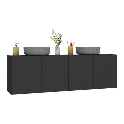 Gabinete de Banheiro 123,5cm Suspenso 4 Portas Multimóveis Mp5047 Preto