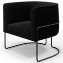 Ver imagem 1 de Poltrona Para Sala De Estar Decorativa Fixa Base Aço Preto Betina D02 Bouclê Preto - Lyam Decor