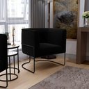 Ver imagem 2 de Poltrona Para Sala De Estar Decorativa Fixa Base Aço Preto Betina D02 Bouclê Preto - Lyam Decor
