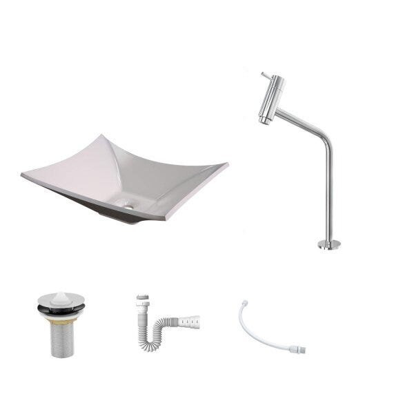 Kit Cuba L38 Torneira Link 1062 Metal Válvula 1 Polegada Sifão Pvc Flexível Compace - 3