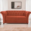 Ver imagem 1 de Sofá Recamier Divã Chesterfield 200cm Sofia Suede Terracota Capitonê- Mabe Magazine