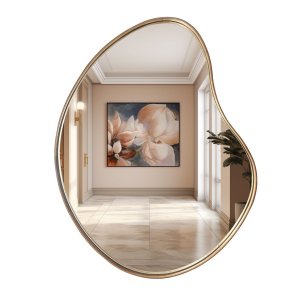 Espelho Orgânico Sierra com Borda em Lamina Madeira Natural