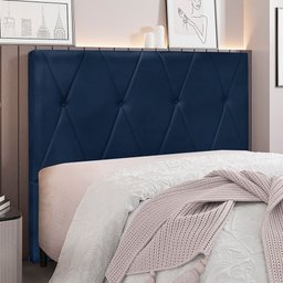 Cabeceira Casal 140cm Ancona Suede Azul Marinho - Lucadi Home - 2