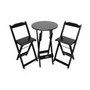 Ver imagem 1 de Mesa Bistrô Dobrável de Madeira Redonda com 2 Banquetas Preta - Cor: Preto