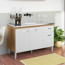 Ver imagem 2 de Balcão Gabinete de Cozinha Gabriela 120cm sem Tampo Ajl Móveis:amêndoa Branco