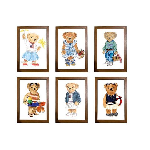 Kit Quadro Decorativo Ursa Rl Polo Rauph Lauren Quarto Criança Bebê Enxoval