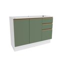 Ver imagem 1 de Balcão de Pia Celeste Kappesberg 100% Mdf 2 Portas 3 Gavetas Branco/verde 120cm