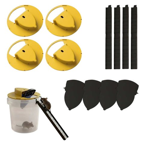 Ratoeira Mecanismo de Captura Kit 4 Uni Pega Rato Lavavel Roedor Camundongo Ratazana Quintal Eficien