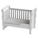 Ver imagem 3 de Quarto de Bebê Ariel 3 Portas Berço Mirelle com Colchão e Cama Babá Julia Branco Brilho – Carolina