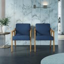 Ver imagem 1 de Kit 2 Poltronas Decorativas Madeira Maciça Tecido Algodão Flávia