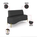 Ver imagem 3 de Sofá 2 Lugares Living 160cm Pé Ferro Dourado Maraú Sint Pu Preto K01 - D'Rossi