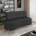 Ver imagem 2 de Sofá 2 Lugares Living 160cm Pé Ferro Dourado Maraú Sint Pu Preto K01 - D'Rossi