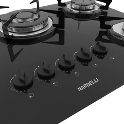 Cooktop Nardelli à Gás NDL 5B TC Vidro Preto Flange Inox - 3