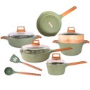 Ver imagem 1 de Jogo de Panelas Antiaderente Mármore Cerâmico Saltê 13 Peças Cor Verde