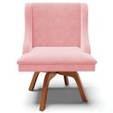 Ver imagem 4 de Kit 2 Cadeiras Decorativas Sala de Jantar Base Giratória de Madeira Firenze Suede Rosa Bebê/